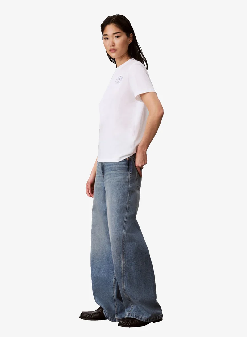 Calvin Klein Jeans  Metallic Logo Crew Neck T-Shirt for Women | Best Price UAE