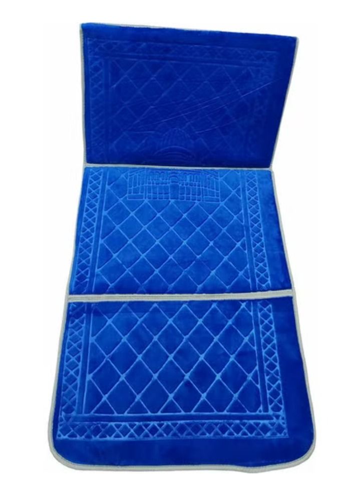 أكاليكس 2 في 1 سجادة صلاة قابلة للطي ومسند ظهر أزرق  - Image 2