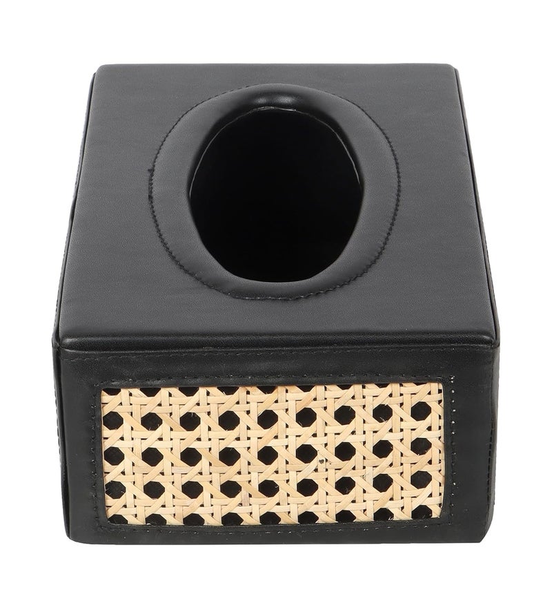 AKWAY Rattn Tissue Box Holder Paper Napkin Holder Cane Tissue Dispenser for Home Cane Tissue Box for Bathroom Bedroom Office Restaurant and Car Decoration Rectangle ShapeBlack - Image 4