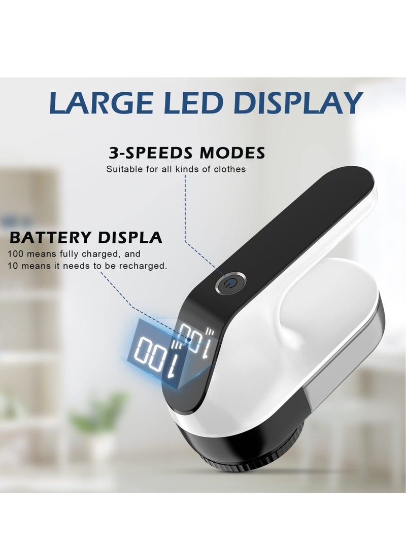 Rechargeable Electric Lint Remover with 3 Speed Settings, 6-Leaf Blades, LED Display, USB Charging, and Dual Protection for Clothes, Bedding, and Carpets - Efficient Fabric Shaver and Bobble Remover - Image 2