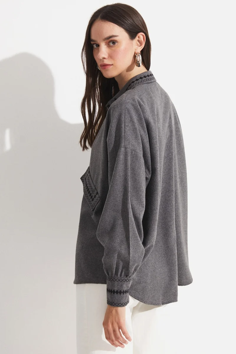 JUNE Embroidered Detail Shirt