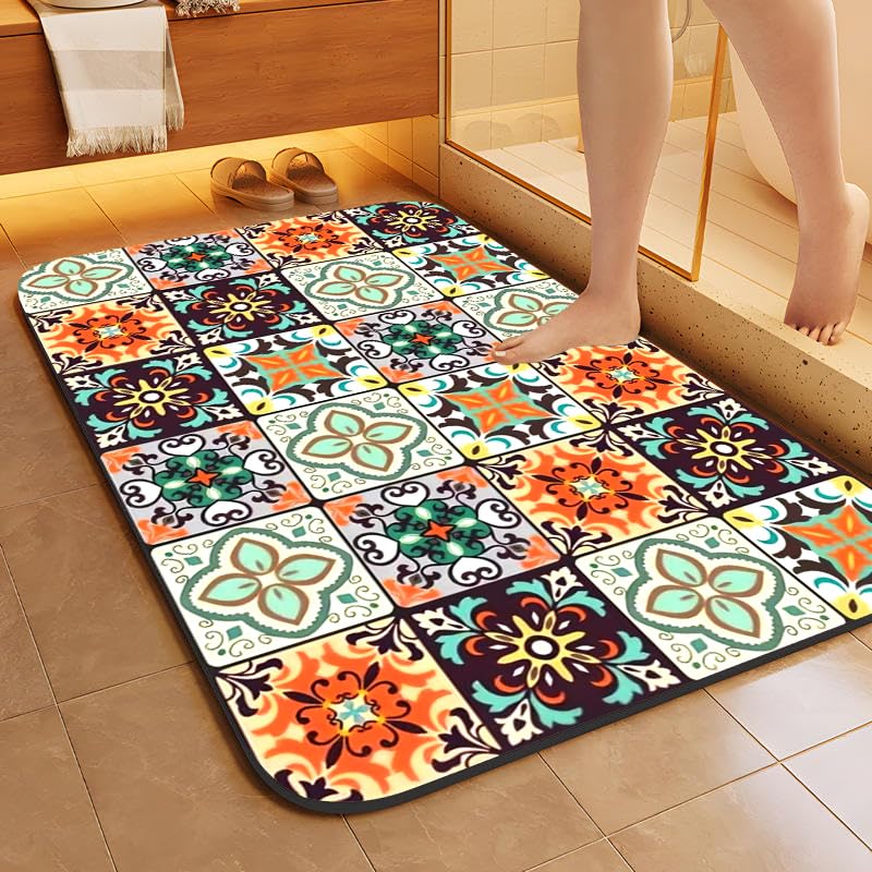 SKVM Water Absorbent mat for Bathroom Kitchen Floor Door Entrance Anti Slip Floor Foot Anti Skid Bathroom Shower mat (Design 23) - Image 1