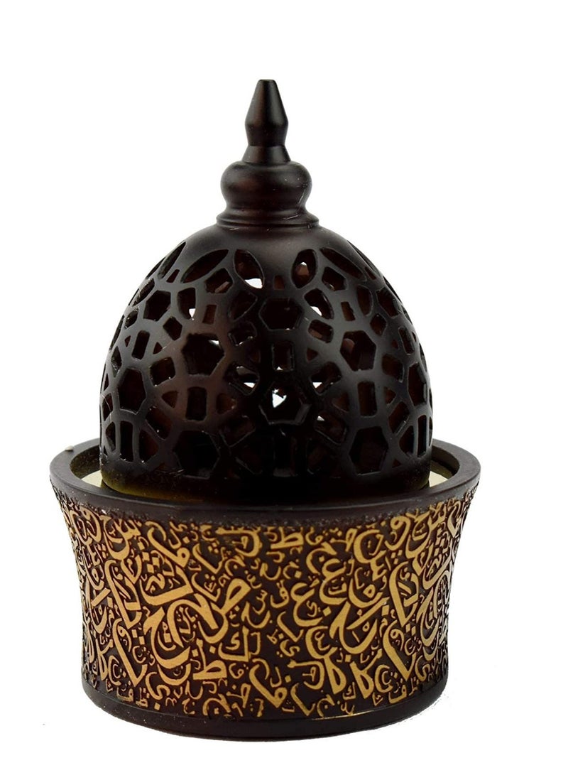 Expo Calligraphy Style مغلق مبخرة معدنية داخل 8in بني طويل - Image 1