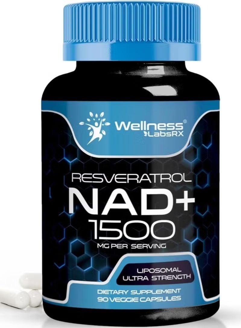 WELLNESS LABSRX Resveratrol NAD+ 1500mg – NAD Supplement for Cellular Energy & Antioxidant Support | 90 Veggie Capsules - Image 1