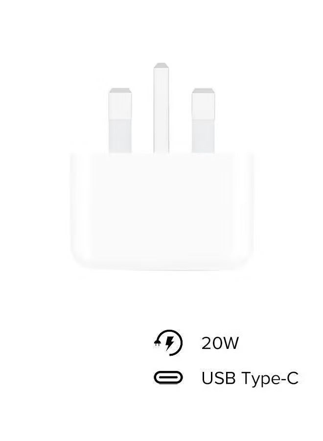 20W USB-C Fast Charger Adapter for iPhone 15/14/13/12 Series, UK 3-Pin Wall Charger Plug, Power Delivery Fast Charging Block Compatible with iPhone SE 2020, 11, XR, XS Max, X, iPad & USB-C Devices – White - Image 2