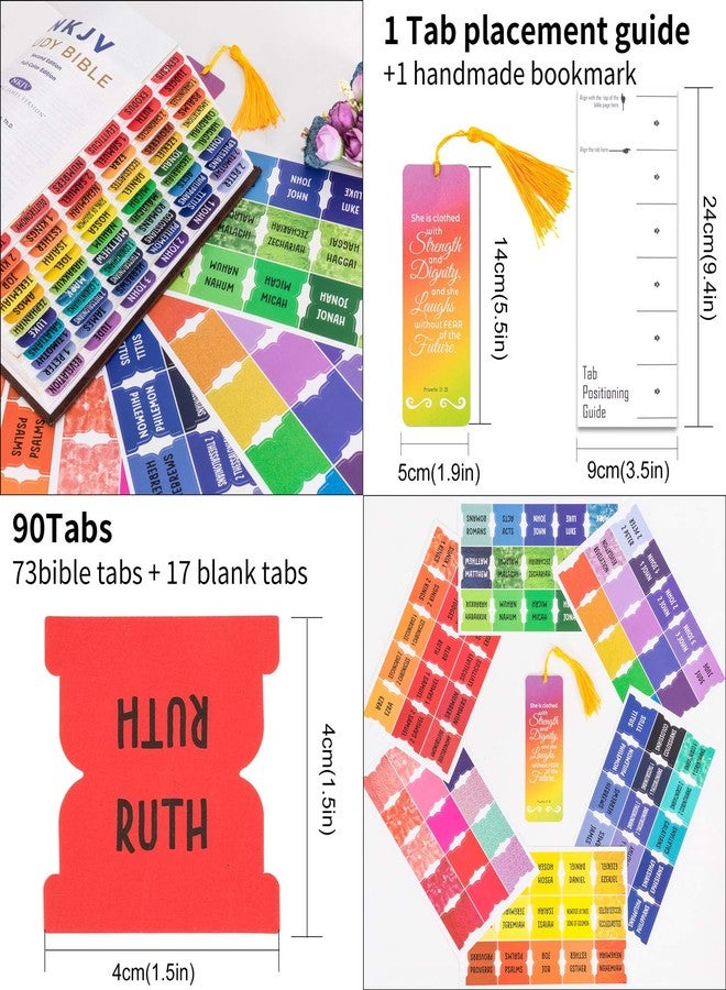 BRYTEFY Rainbow Bible Tabs with Large Print for Women and Girl, 90 Bible Index tabs in Total, 66 tabs for Old and New Testament, Additional 24 Blank tabs - Image 4
