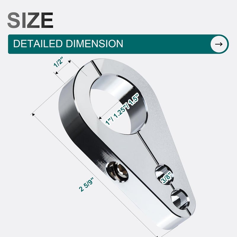 MoKitDora 1-1/4" Handlebar Dual Hole Throttle Clutch Cable Brake Line Clamp - Chrome (2 Pieces) - Image 5