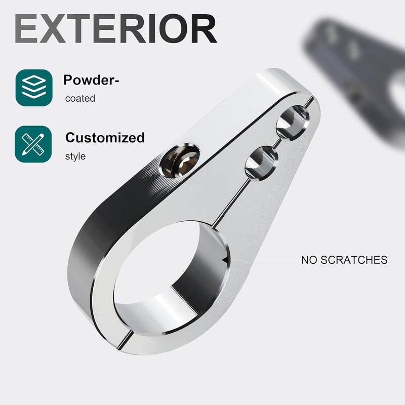 MoKitDora 1-1/4" Handlebar Dual Hole Throttle Clutch Cable Brake Line Clamp - Chrome (2 Pieces) - Image 3