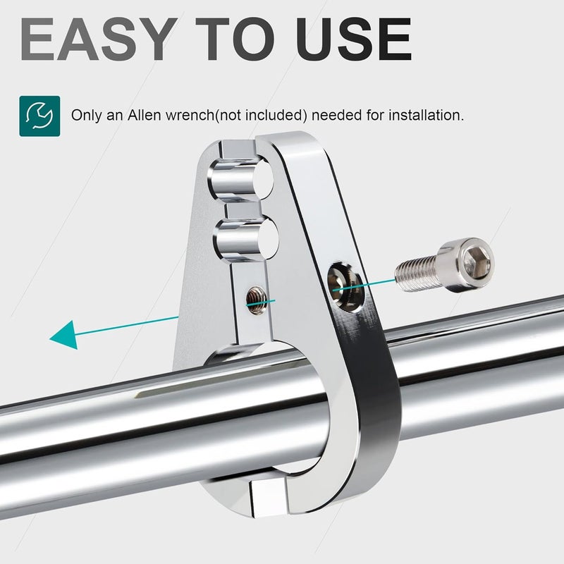 MoKitDora 1-1/4" Handlebar Dual Hole Throttle Clutch Cable Brake Line Clamp - Chrome (2 Pieces) - Image 4