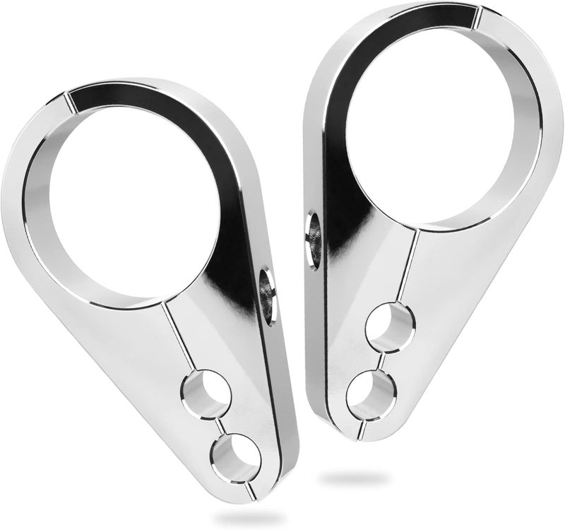 MoKitDora 1-1/4" Handlebar Dual Hole Throttle Clutch Cable Brake Line Clamp - Chrome (2 Pieces) - Image 1