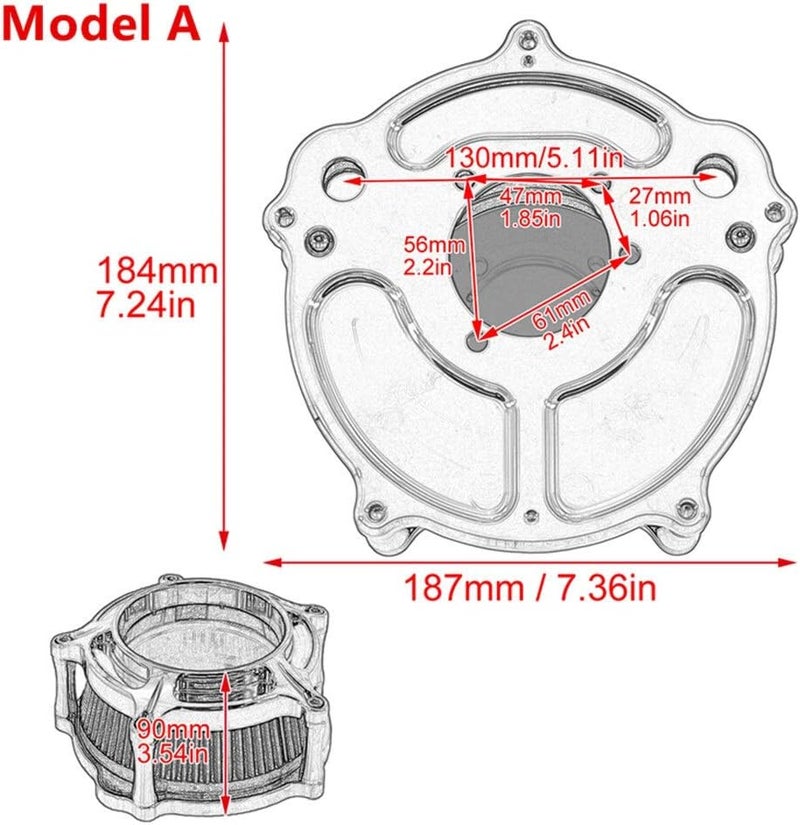 Wivplex Chrome Air Cleaner Intake Filter for Harley Motorcycles - Image 2