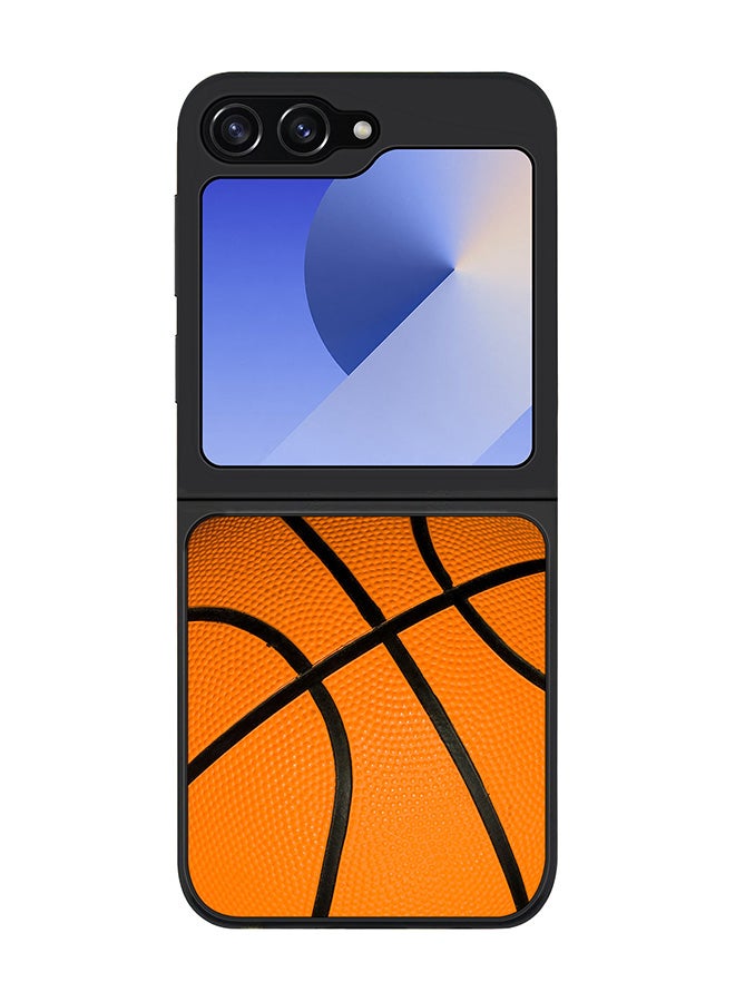 Stylizedd Rugged Black edge case for Samsung Galaxy Z Flip6, Slim fit Soft Case Flexible Rubber Edges Anti Drop TPU Gel Thin Cover -  Basketball - Image 1