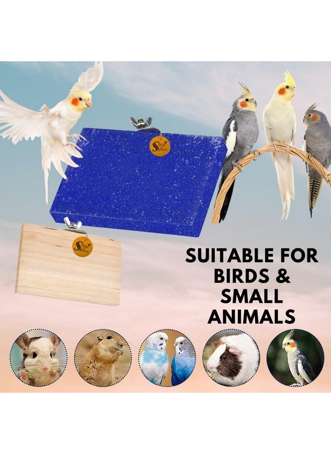 Sage Square Wooden Stand Sand Platform Made Of Natural Wood, Combo Of Two (3*4.5 & Sand 6*4.5 Inch) Rectangle Shaped Perch Stand, Cage Accessories, Playful Toy, Suitable For Birds, Parrots, Budgies  - Image 4
