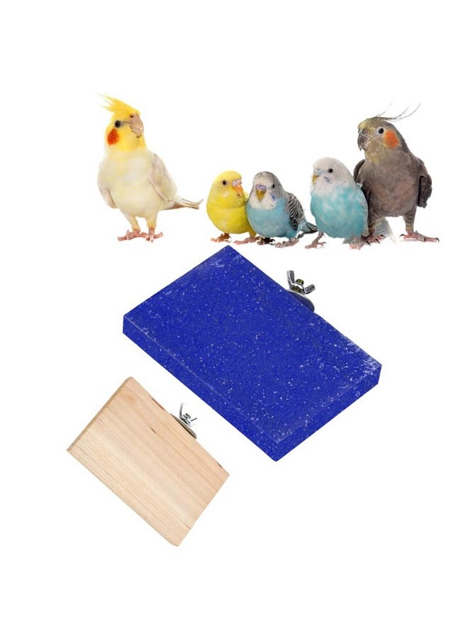 Sage Square Wooden Stand Sand Platform Made Of Natural Wood, Combo Of Two (3*4.5 & Sand 6*4.5 Inch) Rectangle Shaped Perch Stand, Cage Accessories, Playful Toy, Suitable For Birds, Parrots, Budgies  - Image 1