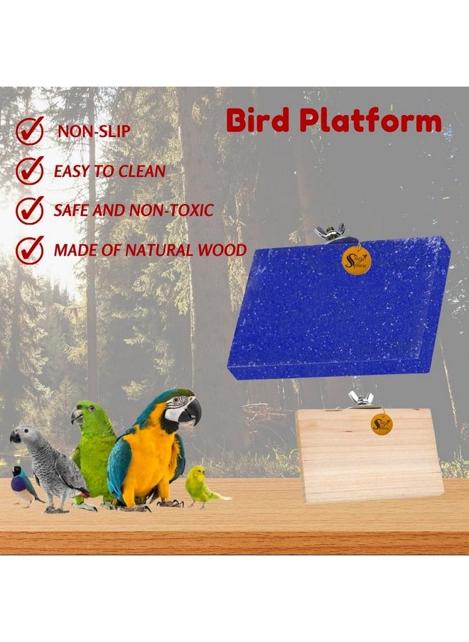 Sage Square Wooden Stand Sand Platform Made Of Natural Wood, Combo Of Two (3*4.5 & Sand 6*4.5 Inch) Rectangle Shaped Perch Stand, Cage Accessories, Playful Toy, Suitable For Birds, Parrots, Budgies  - Image 3