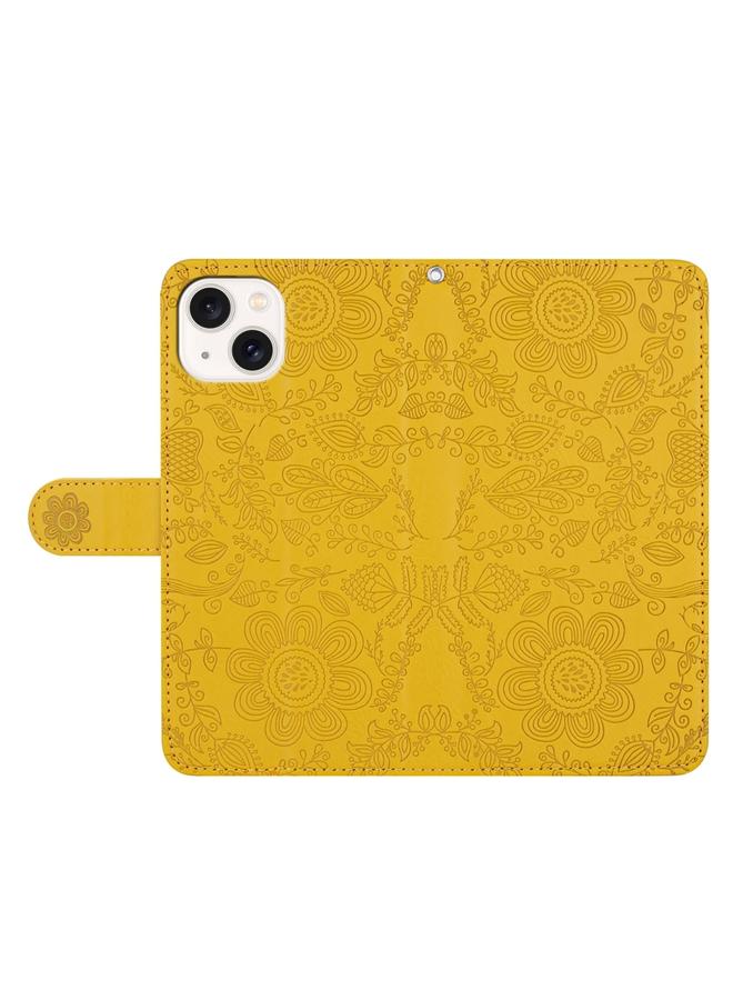 اس-توب جراب هاتف iPhone 15 مصنوع من الجلد بنقشة زهور - Image 5