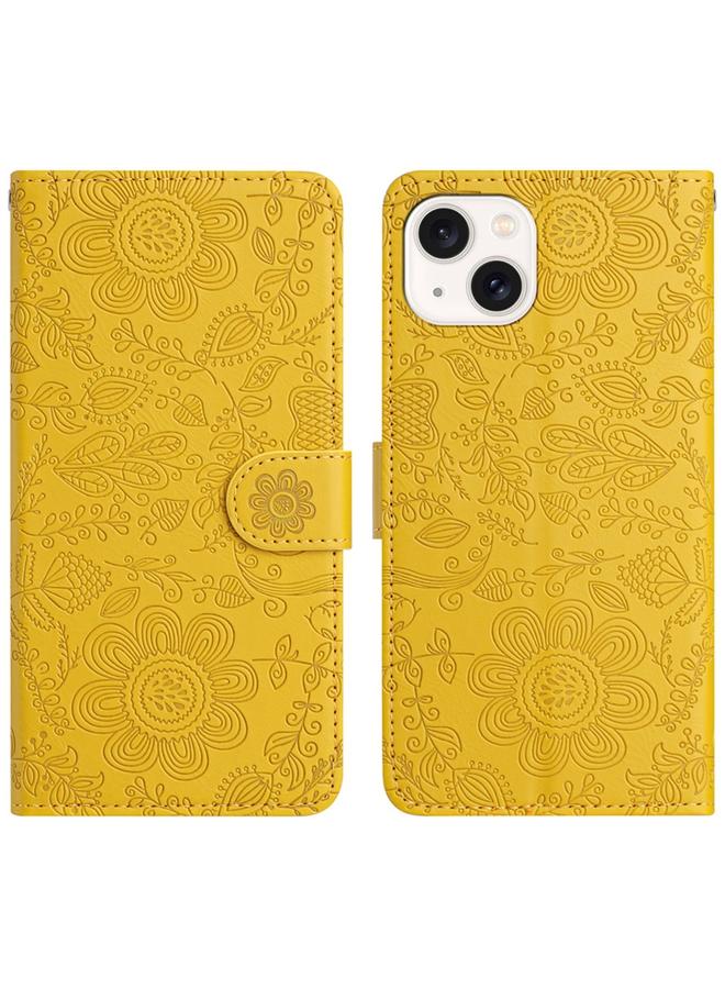 اس-توب جراب هاتف iPhone 15 مصنوع من الجلد بنقشة زهور - Image 1