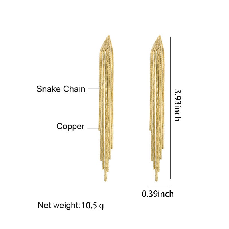 WMM Long Tassel Earrings for Women Gold Dangle Earrings Metal Chain Gold Statement Earrings, Punk Long Threader Earrings Wedding Bridesmaid Prom Party - Image 4