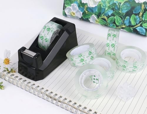 BOMEI PACK Tape Dispensers Desk, 1 Pack Black with 6Rolls Transparent Tape Refills, 1 Inch Core, for Gift Wrapping, School, Office and Home - Image 4