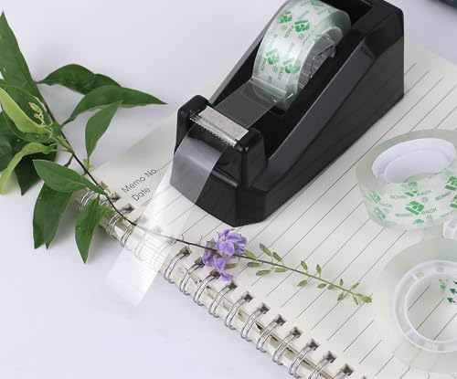 BOMEI PACK Tape Dispensers Desk, 1 Pack Black with 6Rolls Transparent Tape Refills, 1 Inch Core, for Gift Wrapping, School, Office and Home - Image 3
