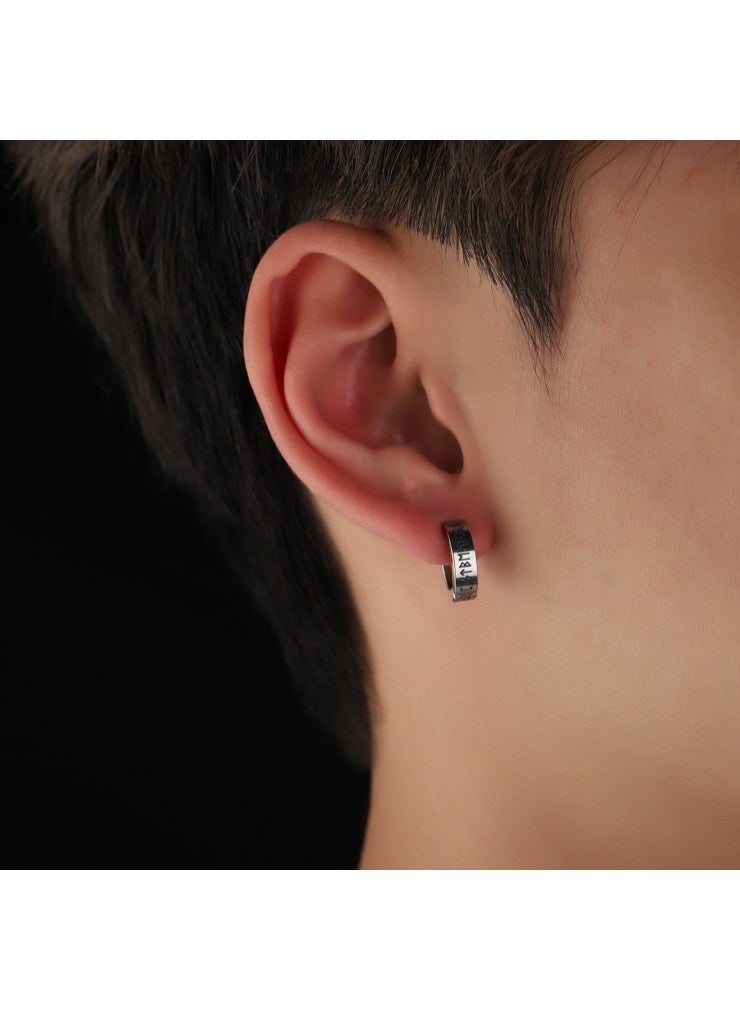 لاتين زوج واحد من الأقراط الرجالية المصنوعة من الفولاذ المقاوم للصدأ، أقراط دائرية على شكل هاجي - Image 2