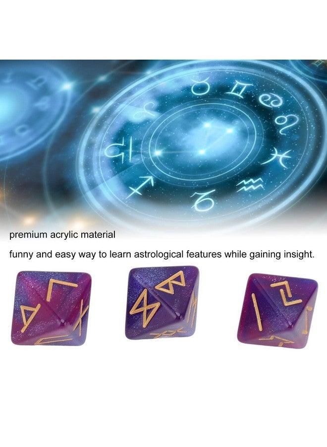 CHICIRIS Rune Dice,Polyhedral Dice Set,3Pcs Rune Dice 8 Sided Star Sky Mystic Vivid Colors Astrology Learning Prediction Polyhedral Dice Set for Adults(Purple Blue) - Image 4