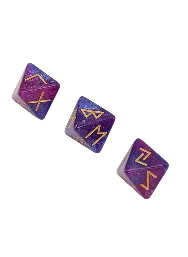 CHICIRIS Rune Dice,Polyhedral Dice Set,3Pcs Rune Dice 8 Sided Star Sky Mystic Vivid Colors Astrology Learning Prediction Polyhedral Dice Set for Adults(Purple Blue) - Image 1