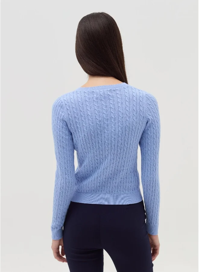 او في اس Cardigan with cable-knit design