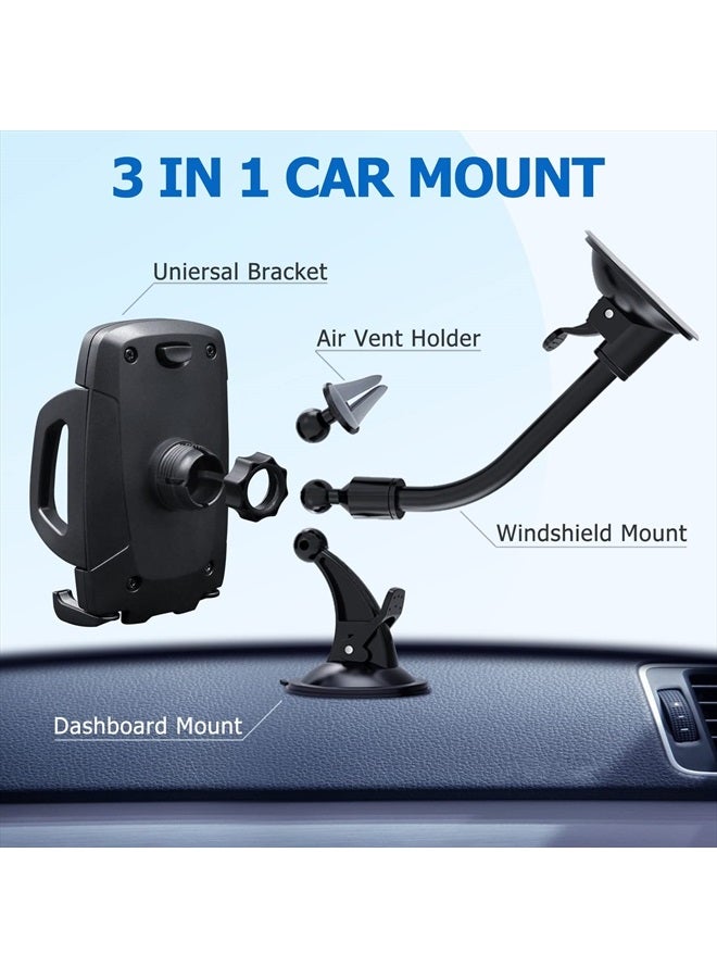 Vansky Car Phone Holder Mount, 3-in-1 Universal Cell Phone Holder Car Air Vent Holder Dashboard Mount Windshield Mount Fit for iPhone 16 15 14 13 Pro Max, Samsung S24 S23 LG Sony and More - Image 5