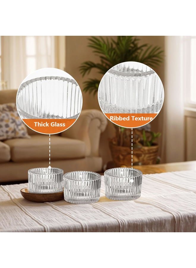 JOYIT Clear Votive Candle Holders Bulk Set of 4, Glass Candle Holder for Wedding Table Decor, Tealight Candle Holder for Birthday Party, Baby Shower, Christmas Decor (2''X 1.4'') - Image 3