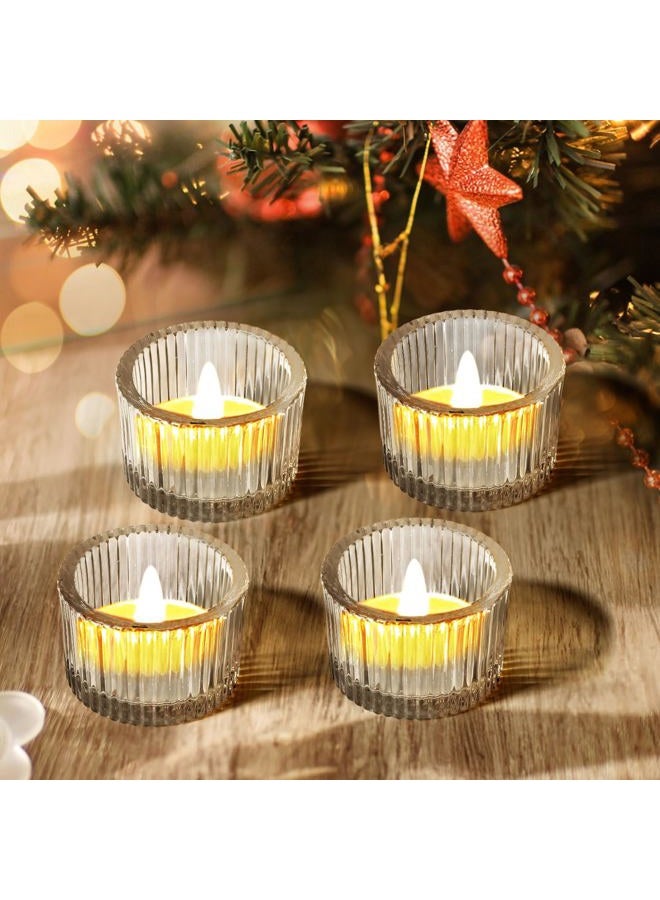JOYIT Clear Votive Candle Holders Bulk Set of 4, Glass Candle Holder for Wedding Table Decor, Tealight Candle Holder for Birthday Party, Baby Shower, Christmas Decor (2''X 1.4'') - Image 1