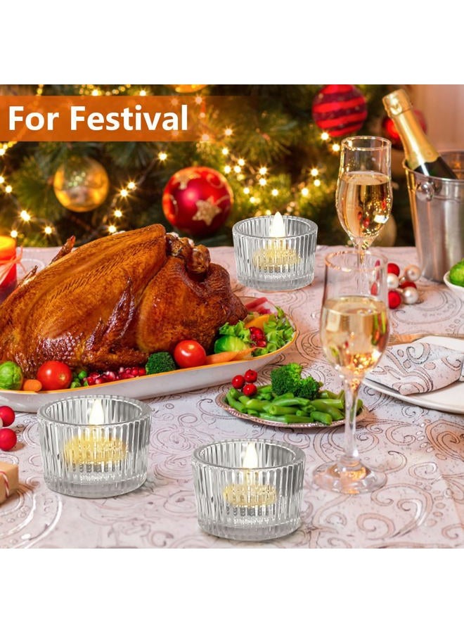 JOYIT Clear Votive Candle Holders Bulk Set of 4, Glass Candle Holder for Wedding Table Decor, Tealight Candle Holder for Birthday Party, Baby Shower, Christmas Decor (2''X 1.4'') - Image 4