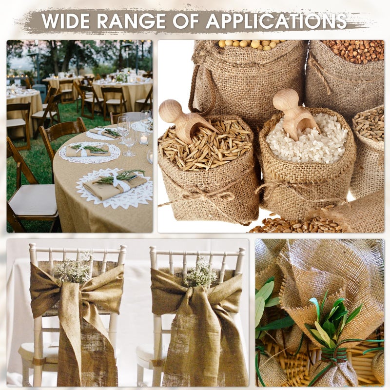 UBCGOTT Burlap Fabric - Garden Burlap Fabric Roll Natural Jute Outdoor Fabric Burlap Weed Barrier Trees Trunk Wrap for Crafts Farmhouse Gardening Table Decor for Crafts (19.7" x 5 Feet) - Image 4
