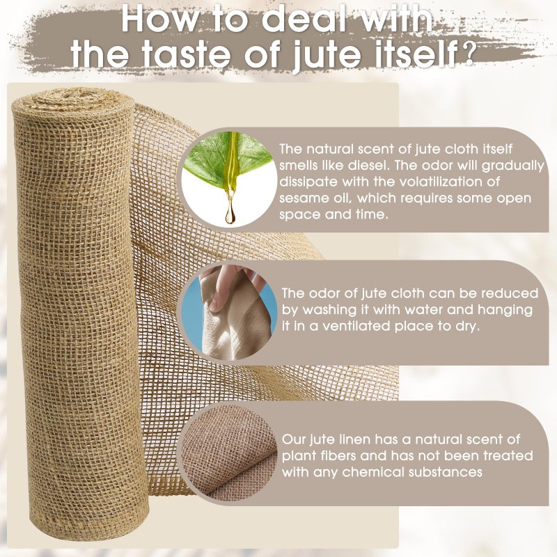 UBCGOTT Burlap Fabric - Garden Burlap Fabric Roll Natural Jute Outdoor Fabric Burlap Weed Barrier Trees Trunk Wrap for Crafts Farmhouse Gardening Table Decor for Crafts (19.7" x 5 Feet) - Image 5