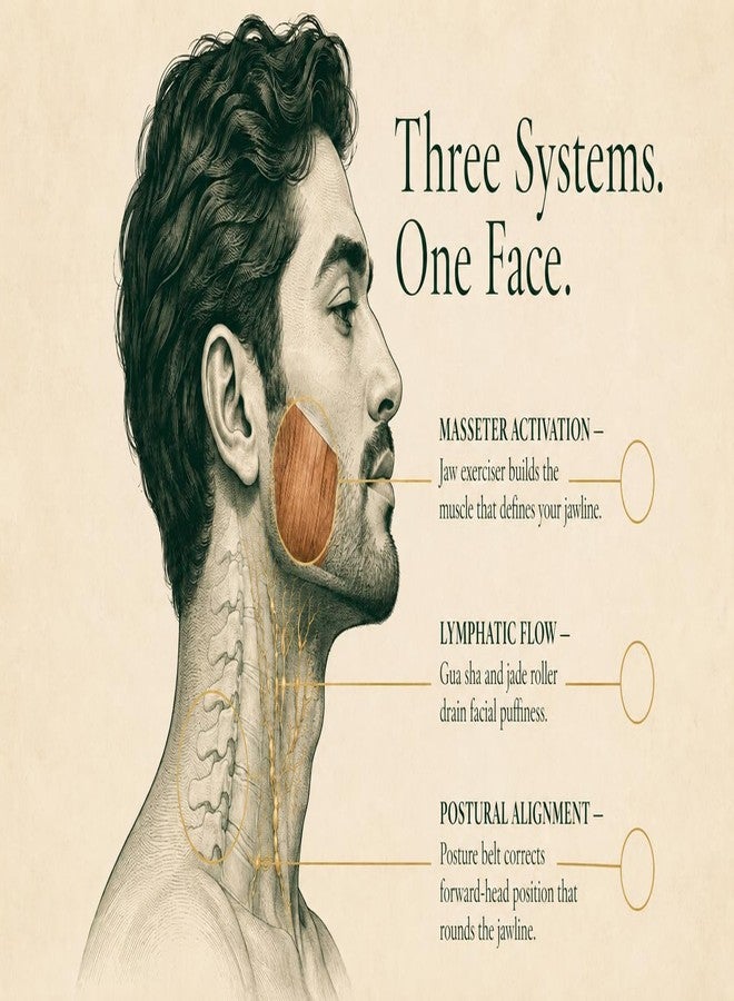 AGAAS ENTERPRISES Jawline Sculpting Kit for Men - Looksmaxing & Mewing System | Jaw Exerciser, Gua Sha, Jade Roller, Posture Corrector + 14-Day Face Sculpt Guide | Unisex Self-Care - Image 5