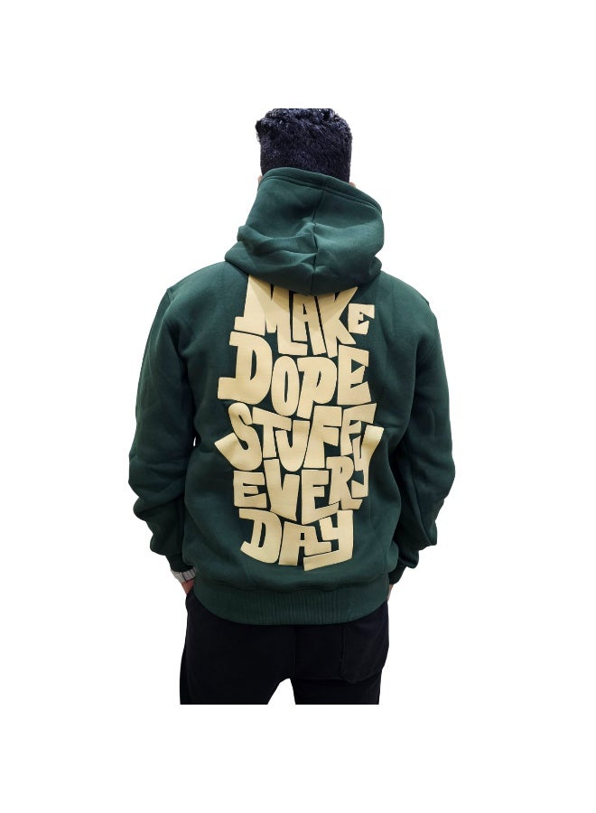 heavy cotton back print (Dope stuff) unisex hoodie - regular fit - Dark green - Image 1