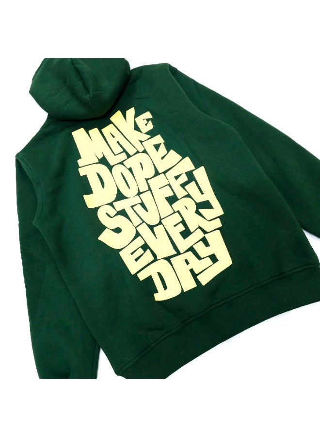 heavy cotton back print (Dope stuff) unisex hoodie - regular fit - Dark green - Image 2