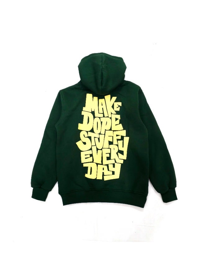 heavy cotton back print (Dope stuff) unisex hoodie - regular fit - Dark green - Image 4