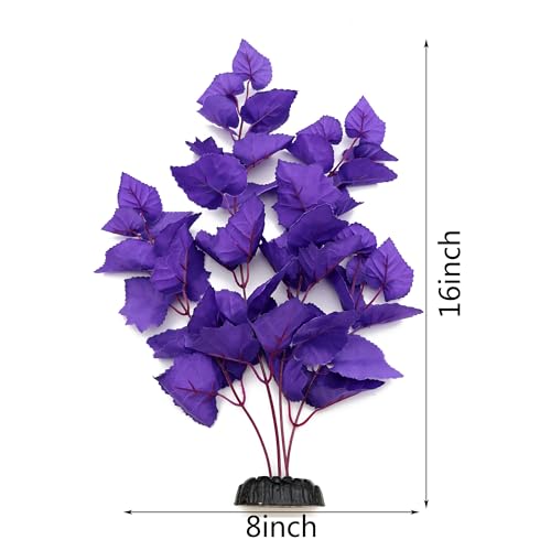 ALEGI Silk Aquarium Plants 16 Inch Artificial Silk Plants Decorations for Fish TankAquarium Dcor Plastic Plants Purple 2 Pack - Image 3