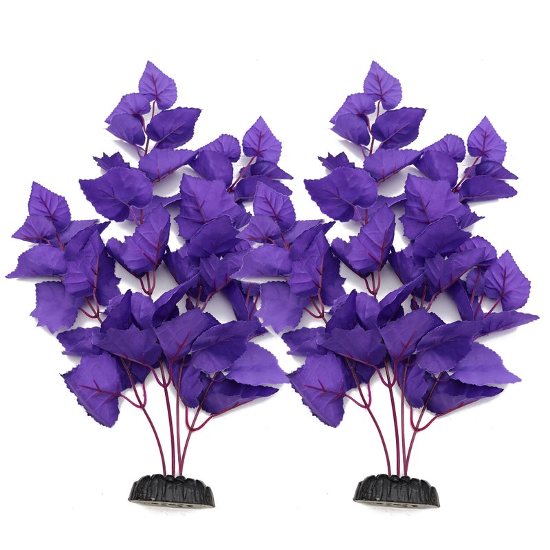 ALEGI Silk Aquarium Plants 16 Inch Artificial Silk Plants Decorations for Fish TankAquarium Dcor Plastic Plants Purple 2 Pack - Image 2