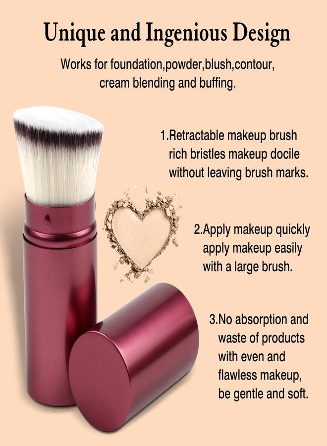 Brvlsoc Retractable Kabuki Makeup Brush – Portable Travel Face Brush with Cover for Foundation, Powder, Blush & Bronzer, Cruelty-Free & Vegan - Image 2