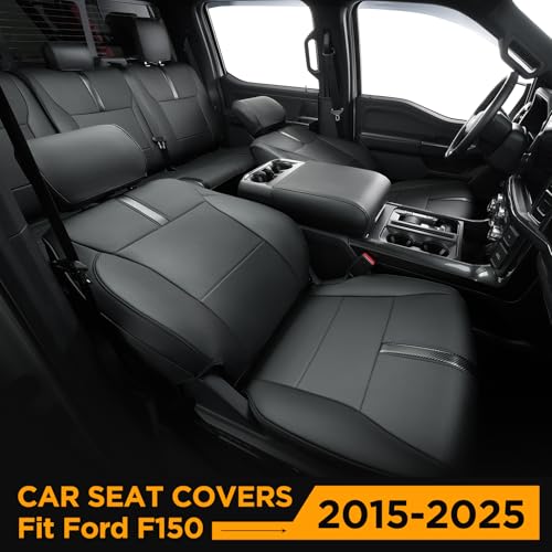 DrCarNow Super Cover® for Ford F150 Seat Covers,for 2015-2023 2024 2025 for F150 Leather Truck Seat Cover,for F150 Accessories 2016 2017 2018 2019 2020 2021 2022,Only Fit for F150 XL/XLT 1st Row Bucket Seat - Image 2