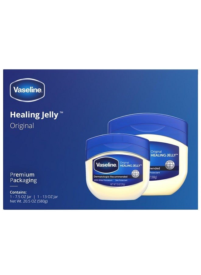 Vaseline Petroleum Jelly, Dermatologist Recommended, Original, 100% White Petrolatum, Deep Moisturizer, Relieves Dull, Dry Skin, Soothing & Gentle, 13 oz and 7.5 oz, Pack of 2 - Image 2