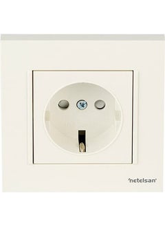 Netelsan Byobu White Child-Proof Grounded Socket (Frame Included) 1 Piece 