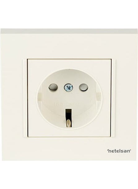 Netelsan - Byobu White Child-Proof Grounded Socket (Frame Included) 1 Piece - Image 1