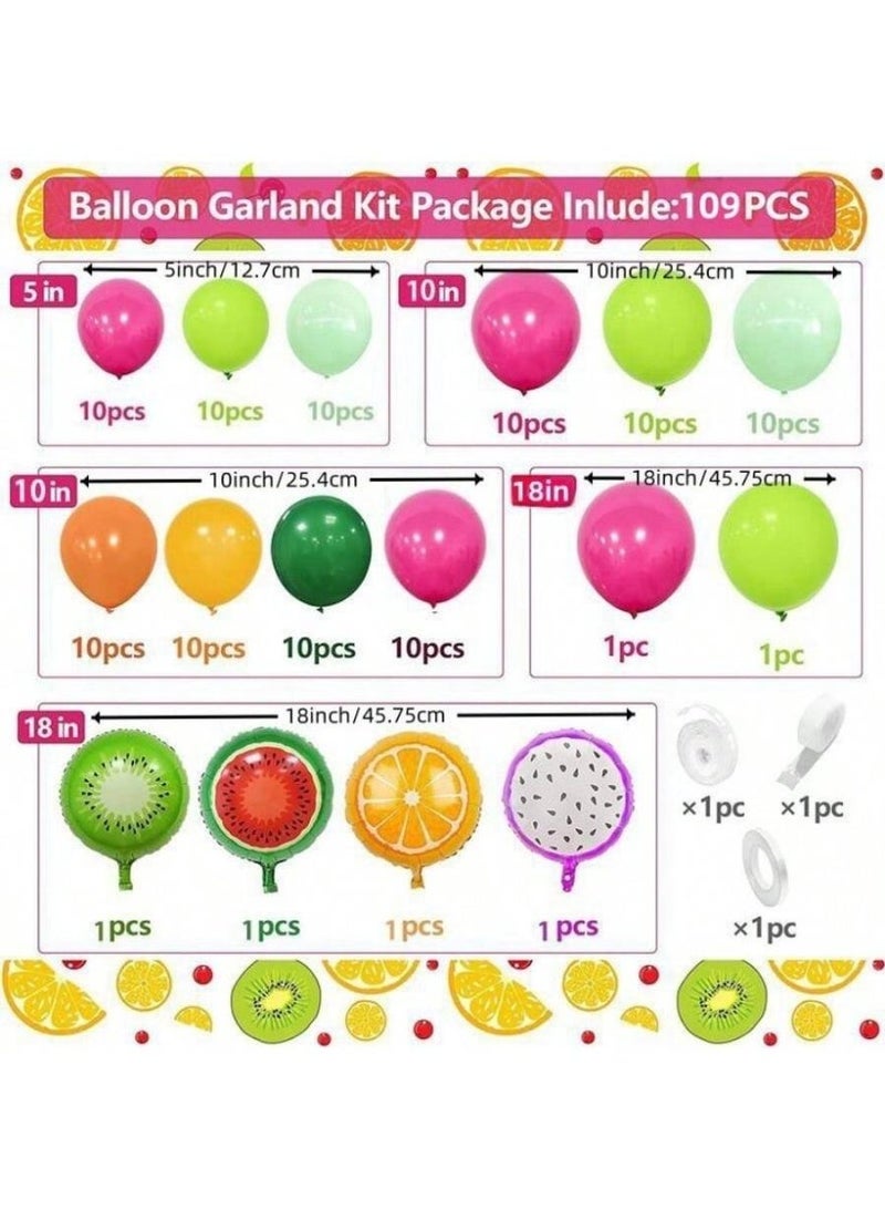 Beach & Sea Party Decorations – 109-Piece Hawaiian Tropical Balloon Set, Colorful Fruit Balloons, Perfect for Beach Parties, Birthdays & Special Occasions - Image 2