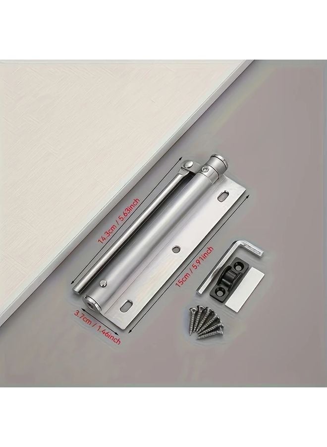 Silvery Automatic Door Closer Stainless Steel Spring Hinges Silent Concealed Mechanism - Image 1