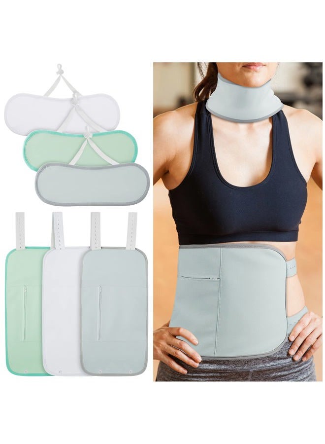 Sherr 6 قطع من عبوات زيت الخروع للرقبة والكبد، ضمادات قابلة لإعادة الاستخدام لزيت الخروع للكبد والغدة الدرقية، زيت الخروع غير مشمول (أبيض، رمادي، أخضر) - Image 1