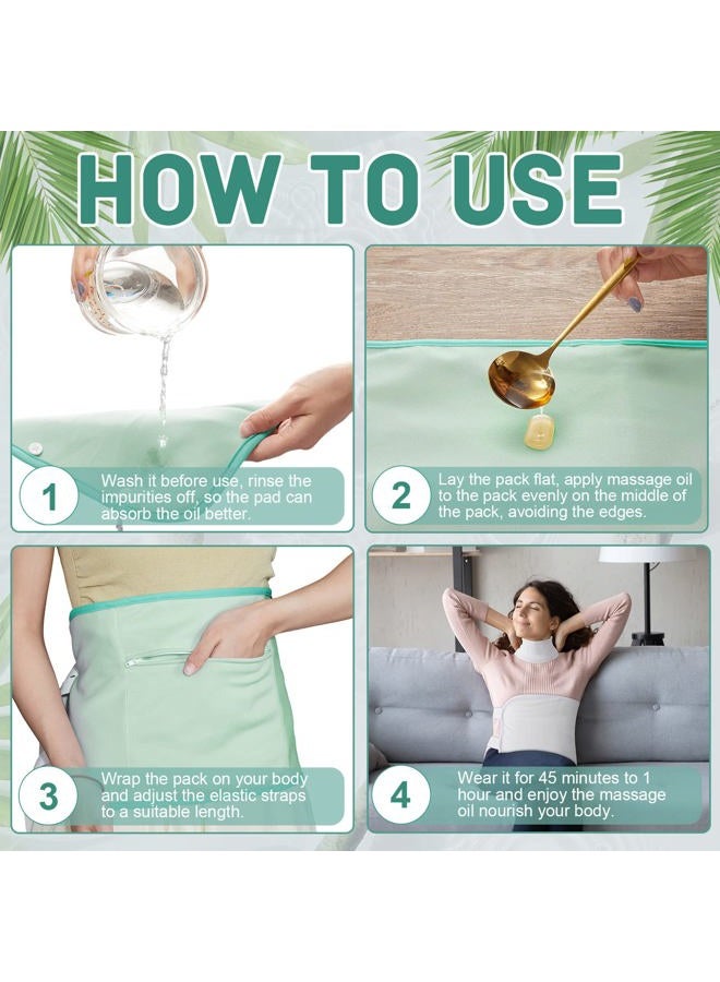 Sherr 6 قطع من عبوات زيت الخروع للرقبة والكبد، ضمادات قابلة لإعادة الاستخدام لزيت الخروع للكبد والغدة الدرقية، زيت الخروع غير مشمول (أبيض، رمادي، أخضر) - Image 4