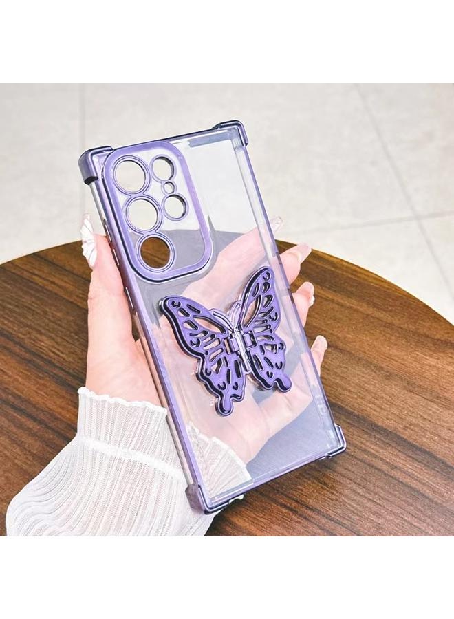 S-TOP Case For Samsung Galaxy S23 5G Electrpolated 3D Butterfly Holder TPU Phone Case - Image 4